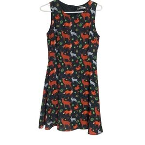 Paper Plane London Lined Fit and Flare Dress, Lightweight, Back Zipper, Black